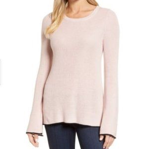 NWT Vince Camuto Power Play Tipped Women Sleeve Antique White Sweater Petite